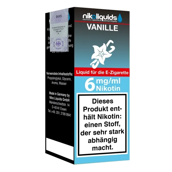 E-Liquid NIKOLIQUIDS Vanille 6 mg – Produktabbildung