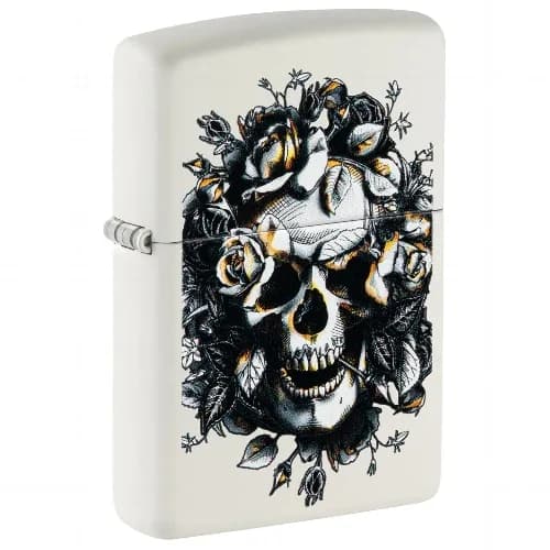 ZIPPO weiß matt Skull and Roses 60007019 – Produktabbildung