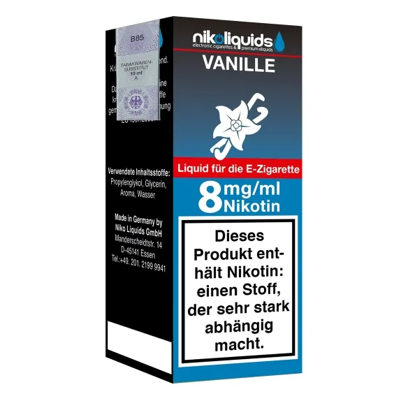 E-Liquid NIKOLIQUIDS Vanille 8 mg – Produktabbildung