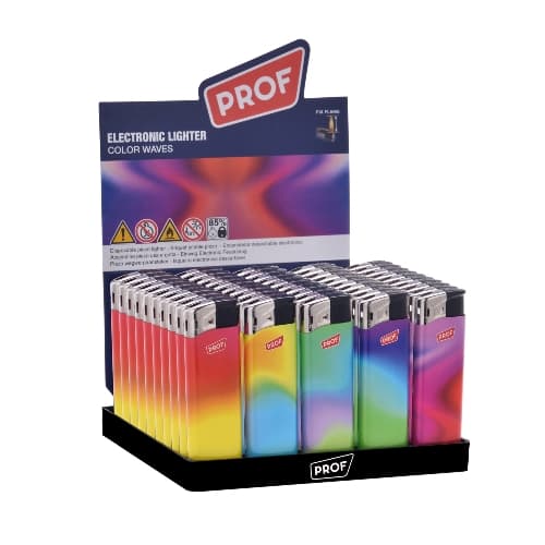 Einwegfeuerzeug Piezo Prof Color Waves Steller mit 50 Stück – Einzelpackung – Produktabbildung