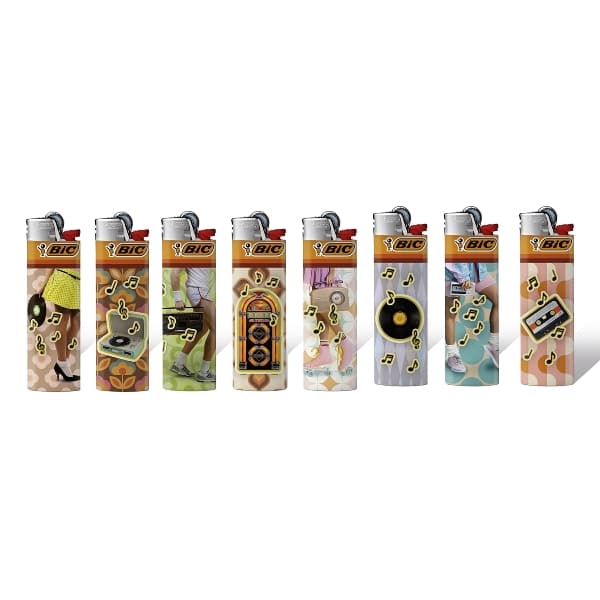 Einwegfeuerzeug Stein BIC Maxi Retro Musik 2026 Steller m. 50 Stück – Einzelpackung – Produktabbildung
