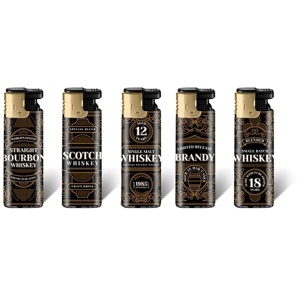 Einwegfeuerzeug Turbo LUX Whiskey gold Steller mit 50 Stück – Einzelpackung – Produktabbildung