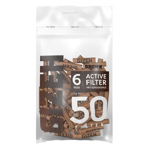 GIZEH Brown Aktive Filter 6mm 50 – Einzelpackung – Produktabbildung