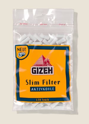 GIZEH Slim Filter Aktivkohle 120 – Einzelpackung – Produktabbildung