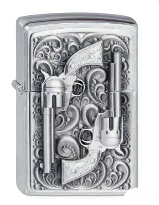 ZIPPO chrom gebürstet Revolver Emblem 2001654 – Produktabbildung