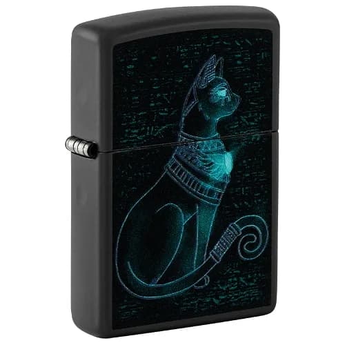 ZIPPO schwarz matt Spiritual Cat Design 60006542 – Produktabbildung