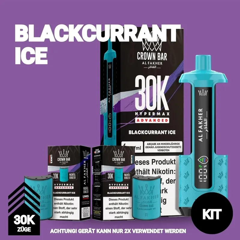 Al Fakher 30K Hypermax - Blackcurrant Ice – Produktabbildung