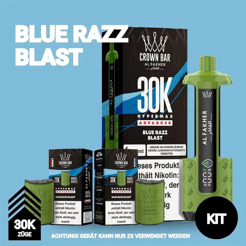 Al Fakher 30K Hypermax - Blue Razz Blast – Produktabbildung