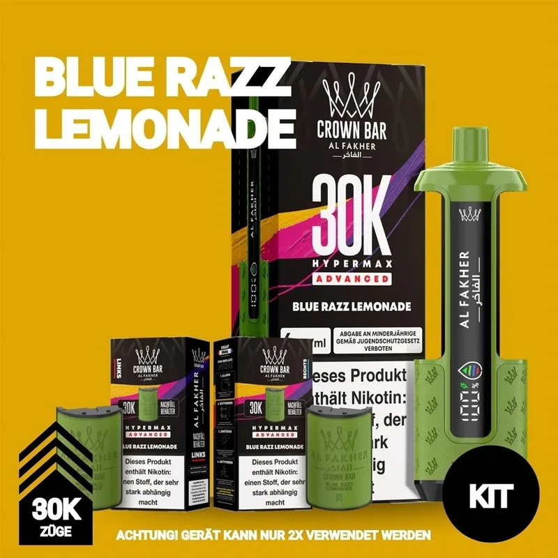Al Fakher 30K Hypermax - Blue Razz Lemonade – Produktabbildung