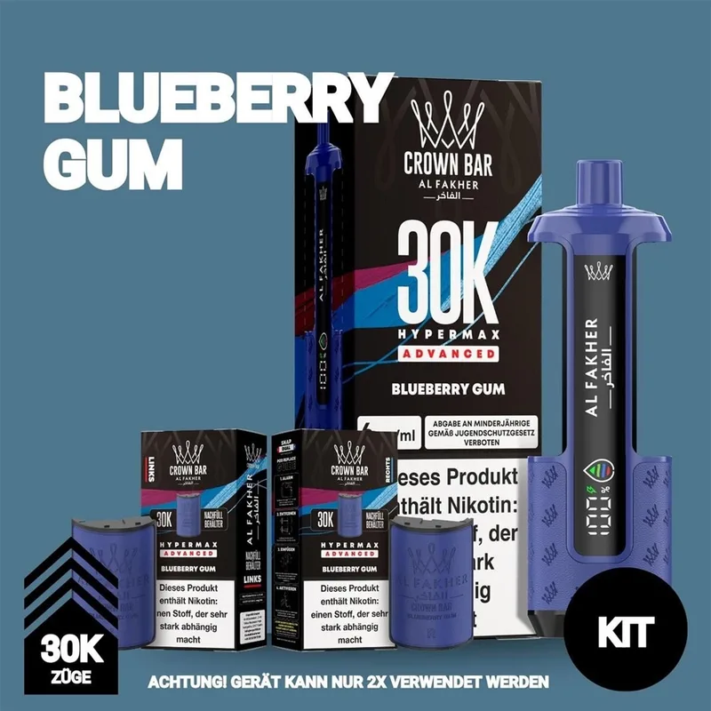Al Fakher 30K Hypermax - Blueberry Gum – Produktabbildung
