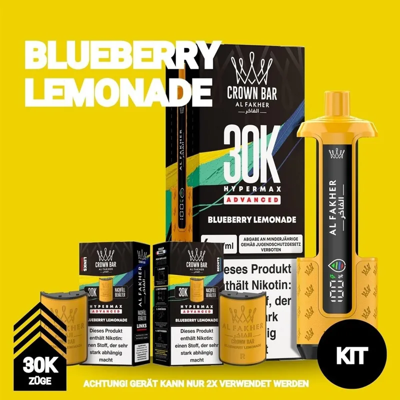 Al Fakher 30K Hypermax - Blueberry Lemonade – Produktabbildung