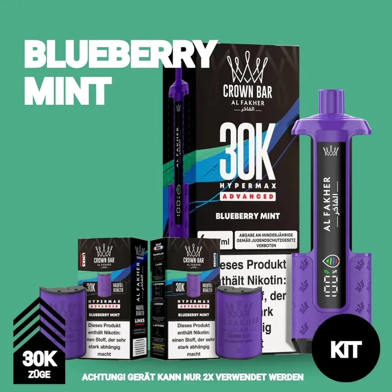 Al Fakher 30K Hypermax - Blueberry Mint – Produktabbildung