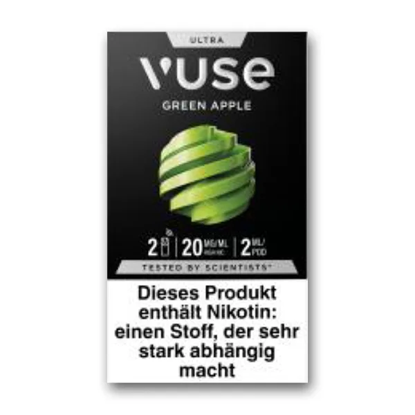 E-Kartusche VUSE Ultra Pods Green Apple 20mg 2 Caps – Produktabbildung