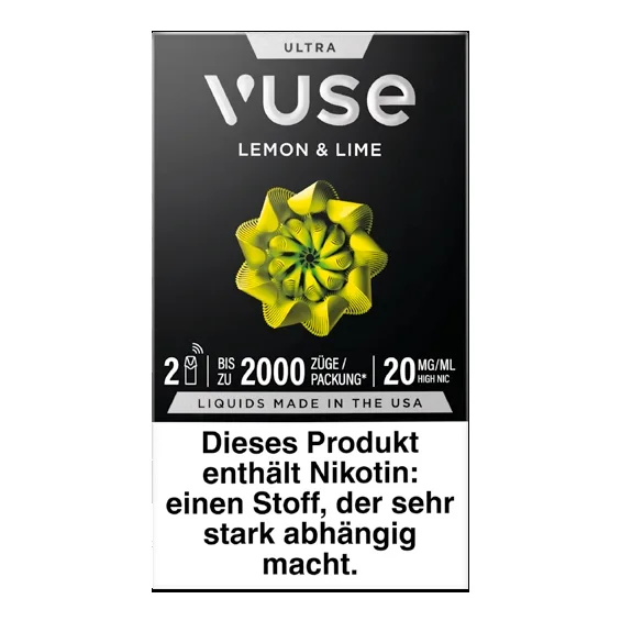 E-Kartusche VUSE Ultra Pods Lemon & Lime 20mg 2 Caps – Produktabbildung
