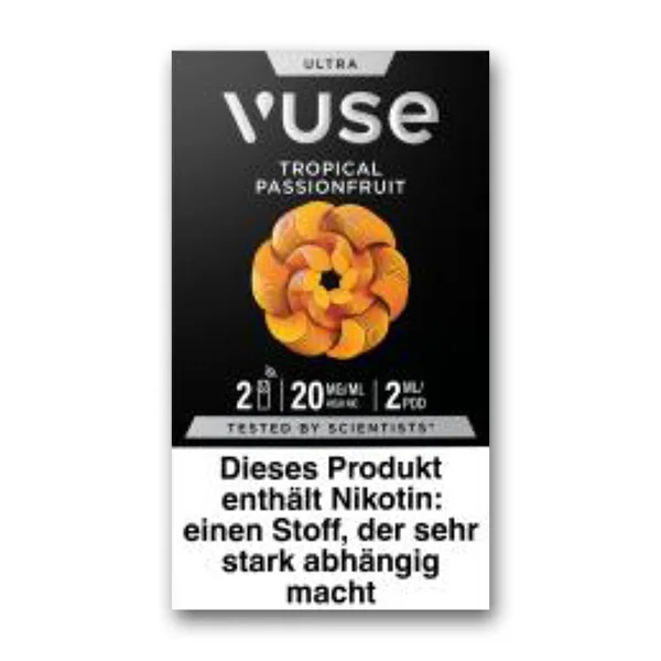 E-Kartusche VUSE Ultra Pods Tropical Passionfruit 20mg 2 Caps – Produktabbildung