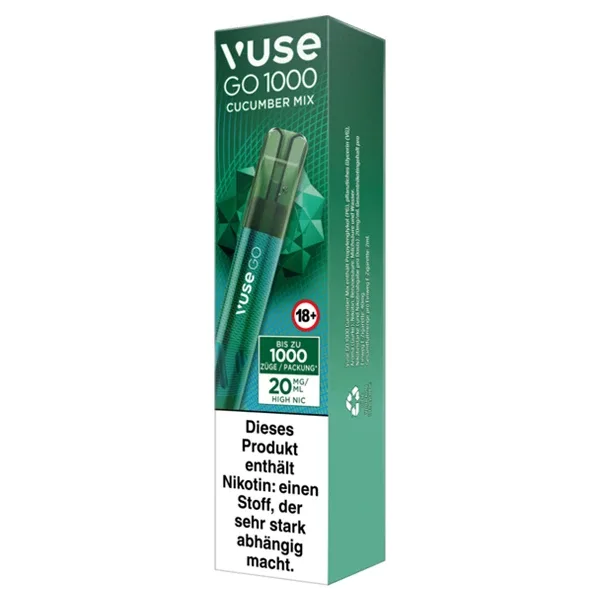 E-Zigarette VUSE Go 1000 (Pen) Einweg Cucumber Mix 20mg – Produktabbildung