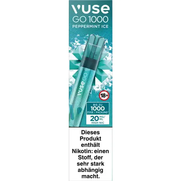 E-Zigarette VUSE Go 1000 (Pen) Einweg Peppermint Ice 0mg – Produktabbildung