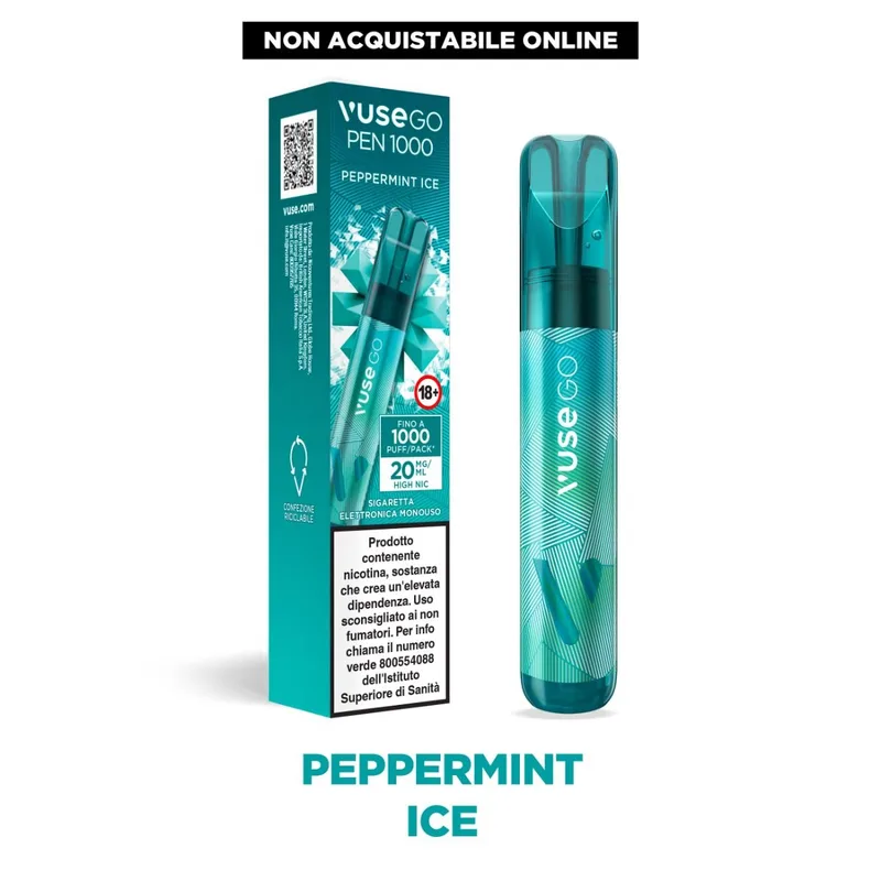 E-Zigarette VUSE Go 1000 (Pen) Einweg Peppermint Ice 20mg – Produktabbildung
