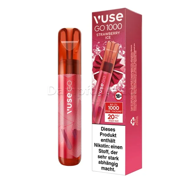 E-Zigarette VUSE Go 1000 Einweg Strawberry Ice 20mg – Produktabbildung
