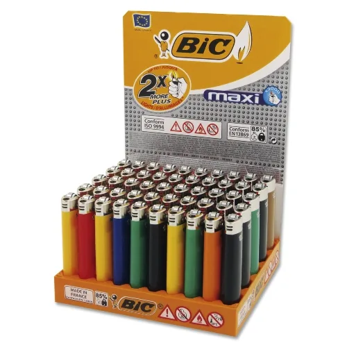Einwegfeuerzeug Stein BIC Maxi neutral farbl. sortiert Steller 50 St. – Produktabbildung