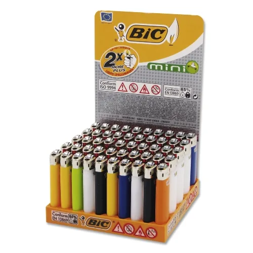 Einwegfeuerzeug Stein BIC Mini farblich sortiert Steller mit 50 Stück – Produktabbildung