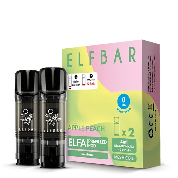 Elfbar ELFA Nikotinfrei POD (2stk) - Apple Peach – Produktabbildung
