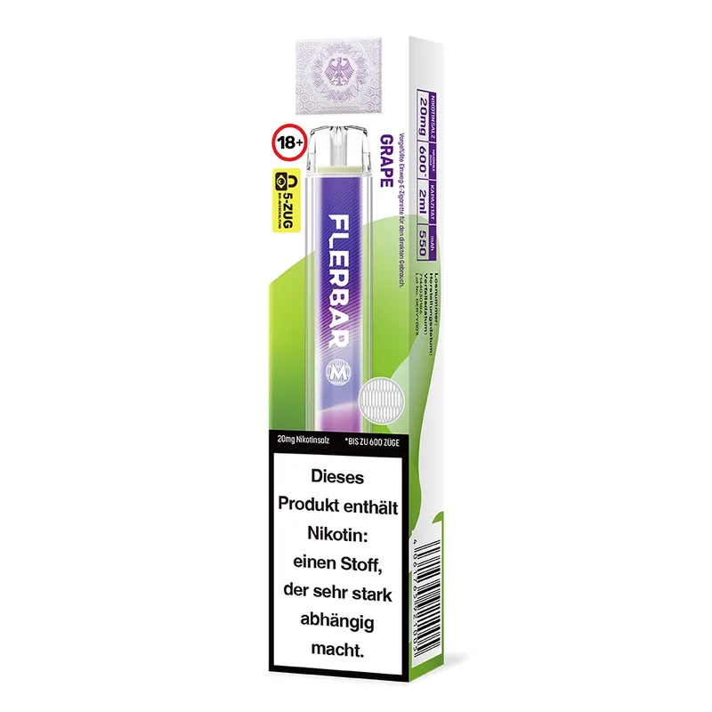 Flerbar M E-Shisha 600 - Grape 20mg – Produktabbildung