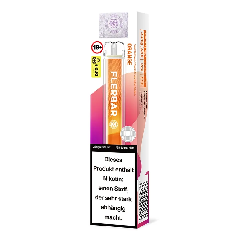 Flerbar M E-Shisha 600 - Orange 20mg – Produktabbildung