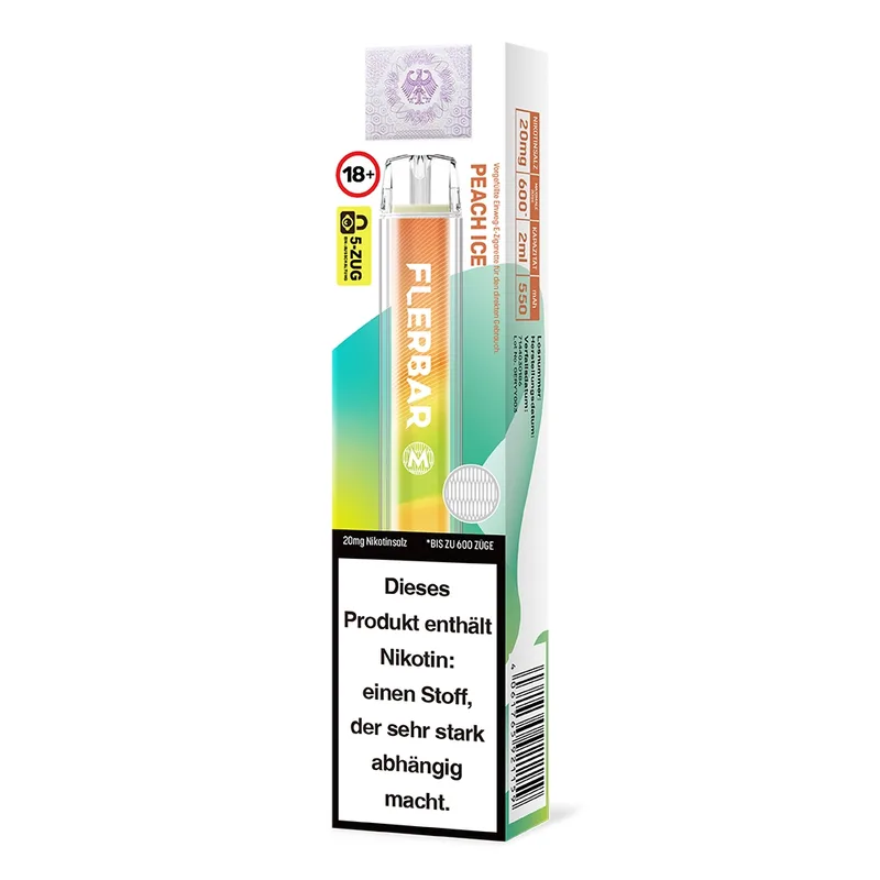 Flerbar M E-Shisha 600 - Peach Ice 20mg – Produktabbildung
