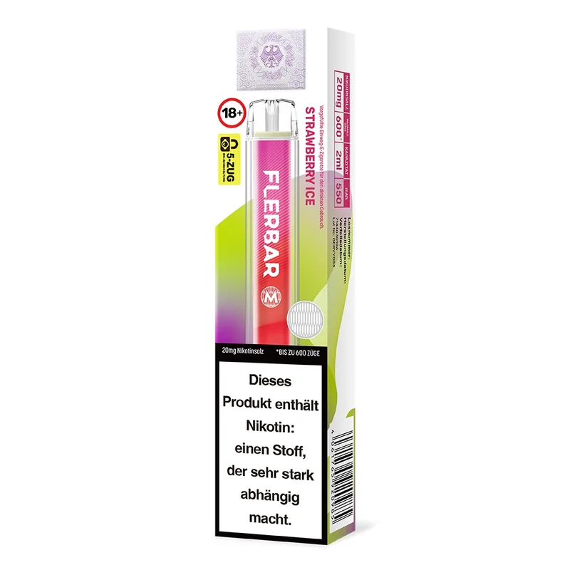 Flerbar M E-Shisha 600 - Strawberry Ice 20mg – Produktabbildung