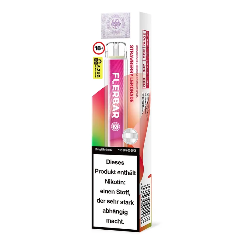 Flerbar M E-Shisha 600 - Strawberry Lemonade 20mg – Produktabbildung