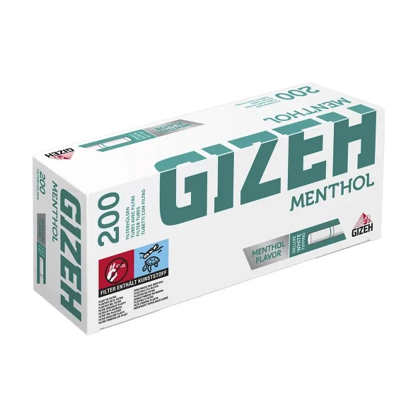 GIZEH Menthol Hülsen 200 Stück Packung – Produktabbildung