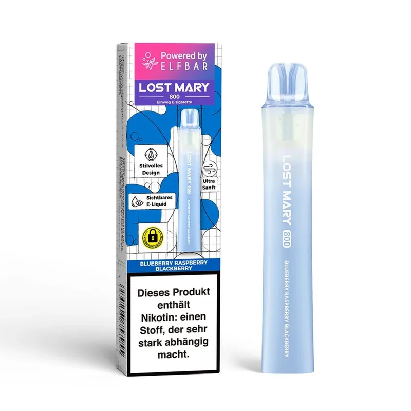 Lost Mary LM800 E-Shisha 20mg - Blueberry Raspberry Blackberry – Produktabbildung