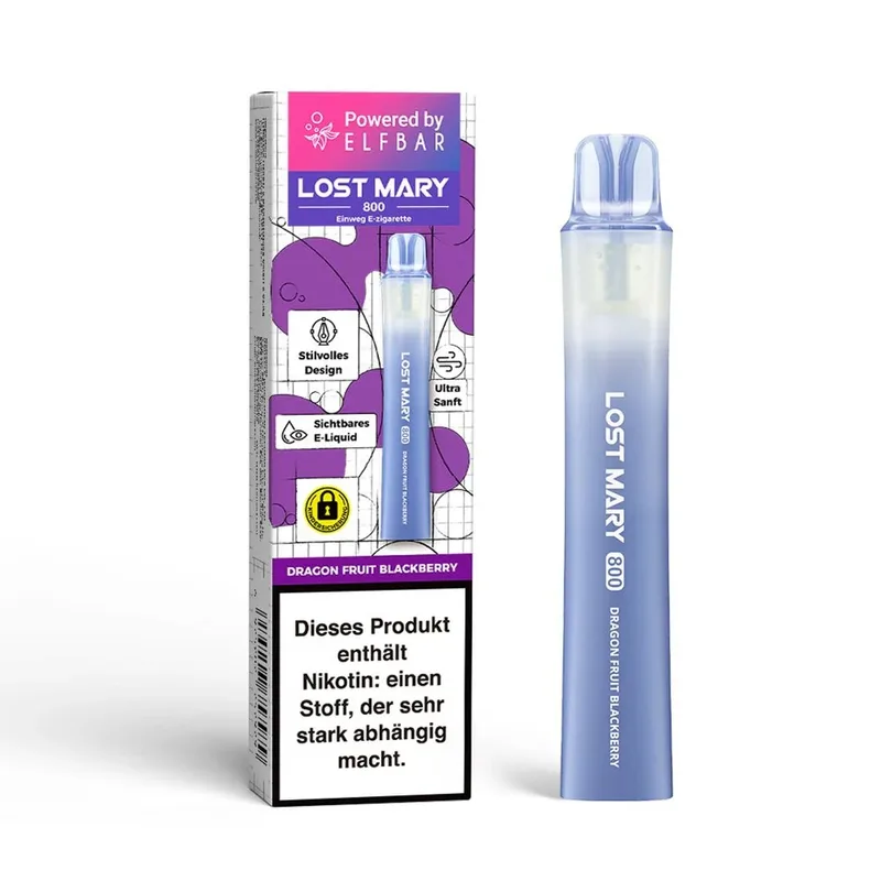 Lost Mary LM800 E-Shisha 20mg - Dragonfruit Blackberry – Produktabbildung