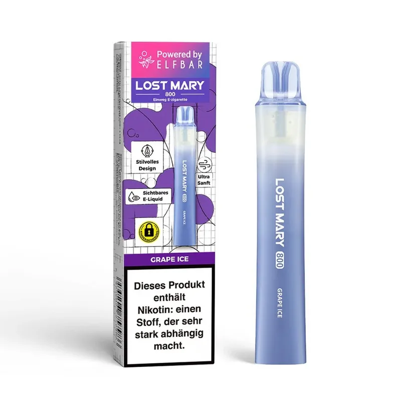 Lost Mary LM800 E-Shisha 20mg - Grape Ice – Produktabbildung