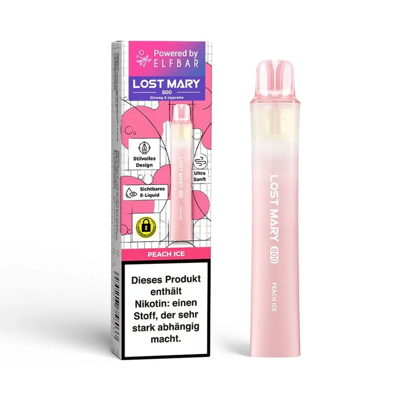 Lost Mary LM800 E-Shisha 20mg - Peach Ice – Produktabbildung