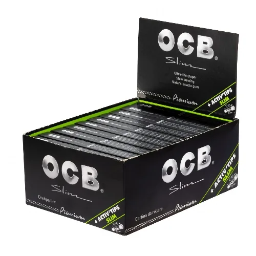 OCB Schwarz Premium Long Slim (20x32) + 8 Activ'Tips 7 mm – Produktabbildung