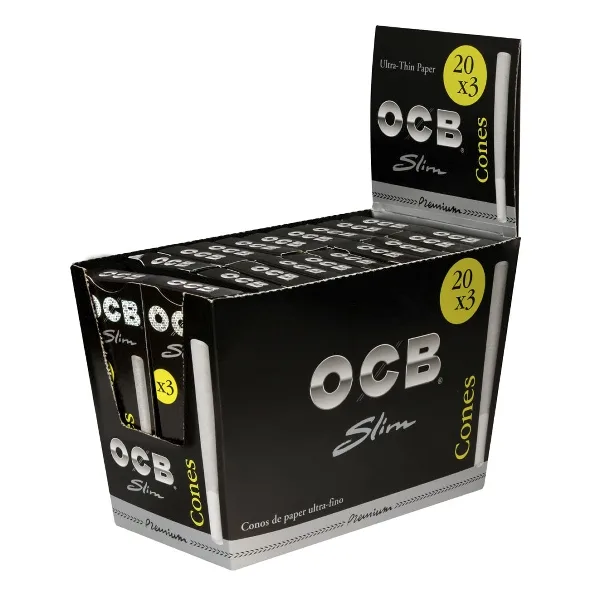 OCB Schwarz Premium Slim Cones 12x3 Cones – Produktabbildung