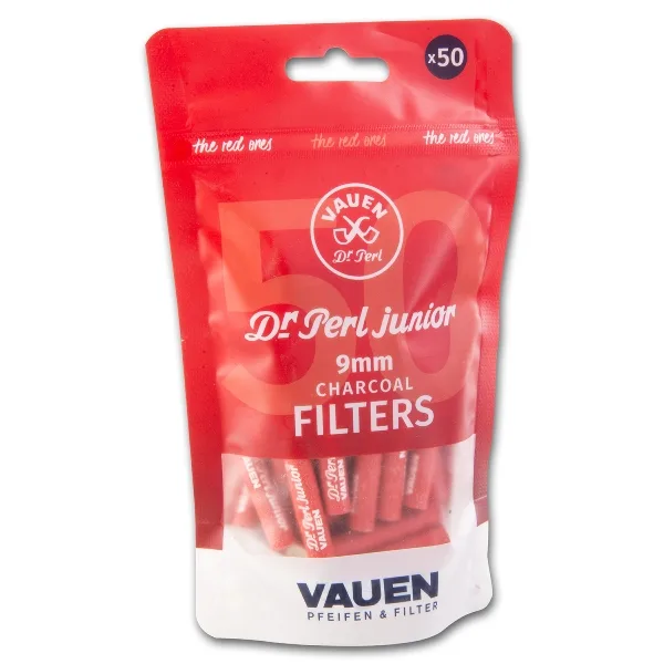 Pfeifenfilter VAUEN Dr Perl Junior Aktivkohle Redones Ø 9mm 50 Stück – Produktabbildung