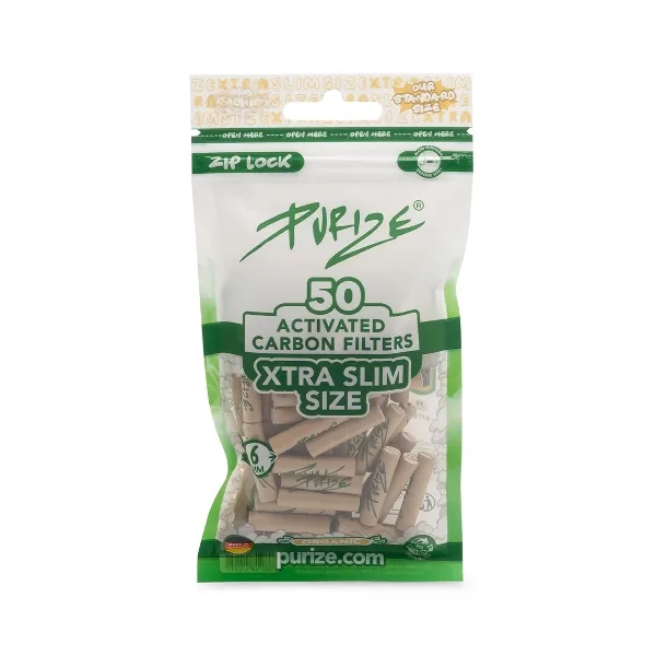 PURIZE Ø 6 mm Aktivkohle XTRA Slim Size Organic 50 Stück – Produktabbildung