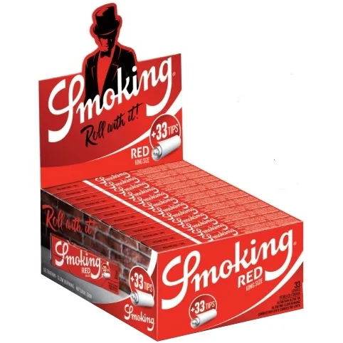 Smoking King Size Red 24x33 + Filter Tips – Produktabbildung